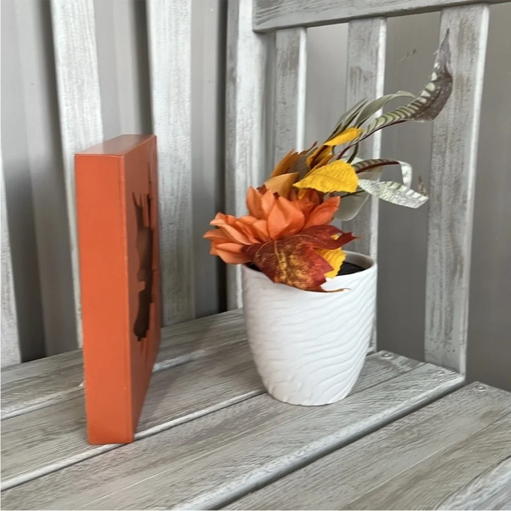 Fall Leaf 'Happy Fall Y’all ' Wooden Decor Sign & Floral 🍃🆕🍃